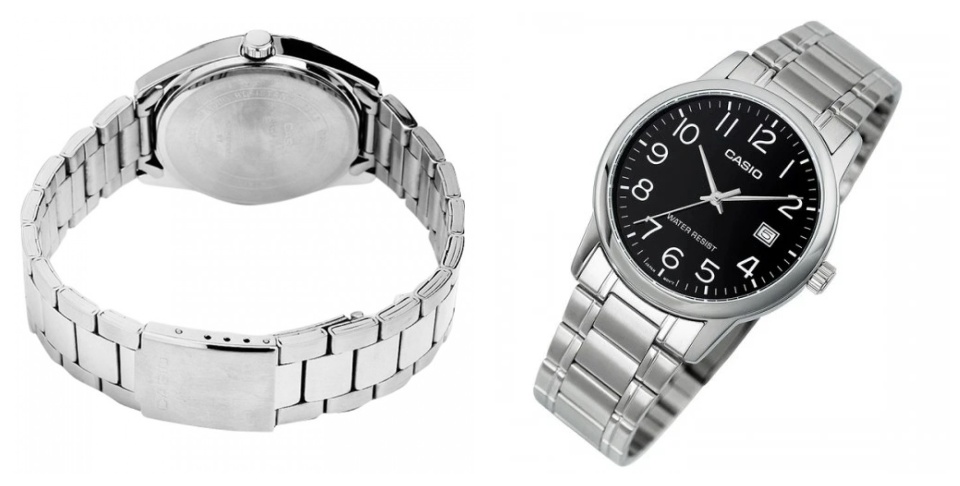 Casio MTP-V002D-1B Analog Black Dial Stainless Steel Date Quartz