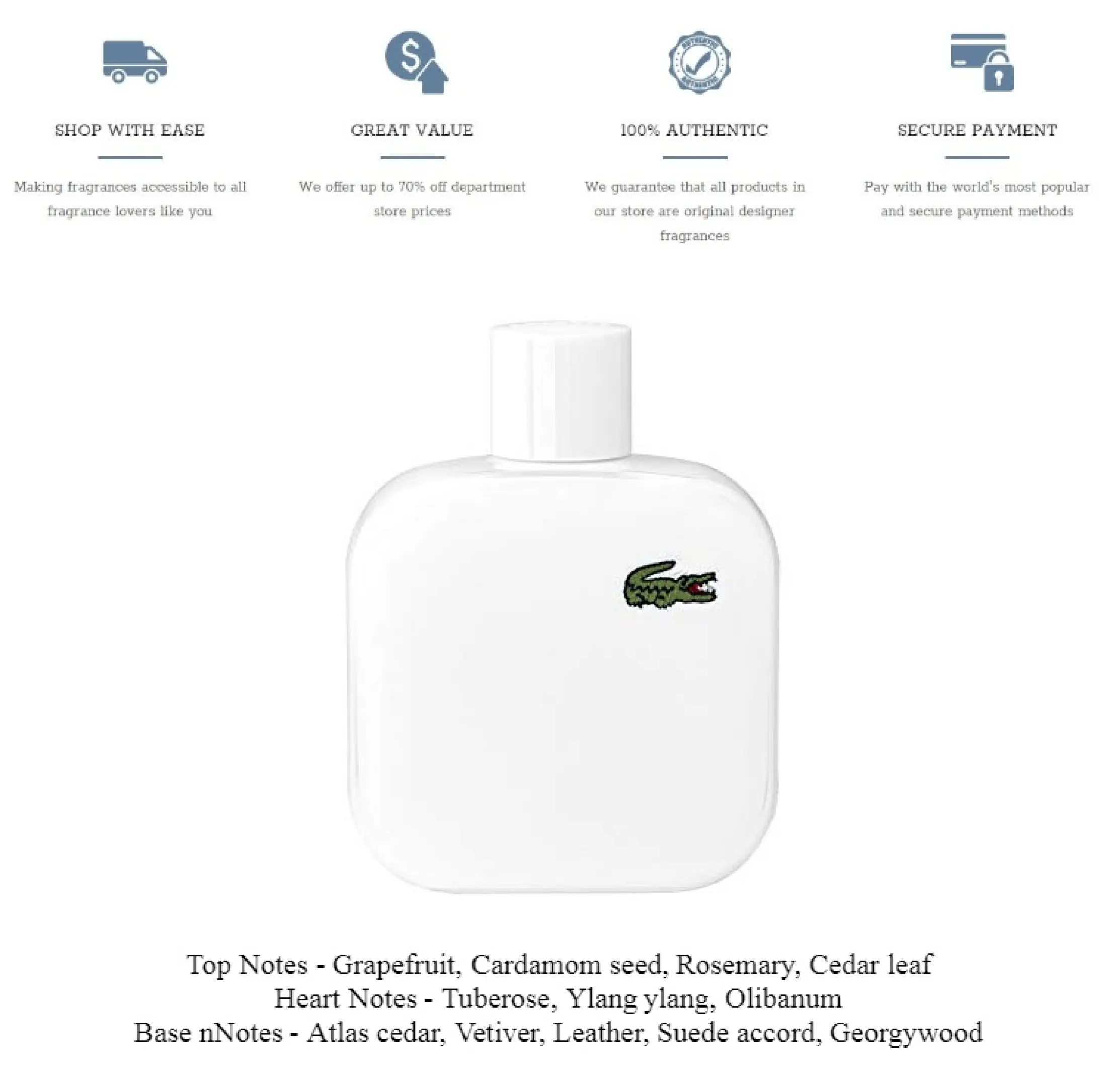 Discount Authentic Toilette Eau For Perfume Fragrance Lacoste Blanc 100ml Men Pure New White Pour De Homme Brand 100 Original L 12 12 Edt Lazada Ph
