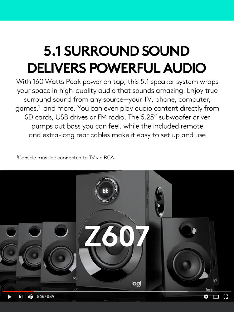 I de fleste tilfælde Forræderi klinke Logitech Z607 5.1 Surround Sound Speakers with Bluetooth | Lazada Singapore