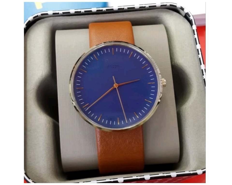 Fossil FS5473 Luggage Brown Leather Blue Dial Analog Men's Casual