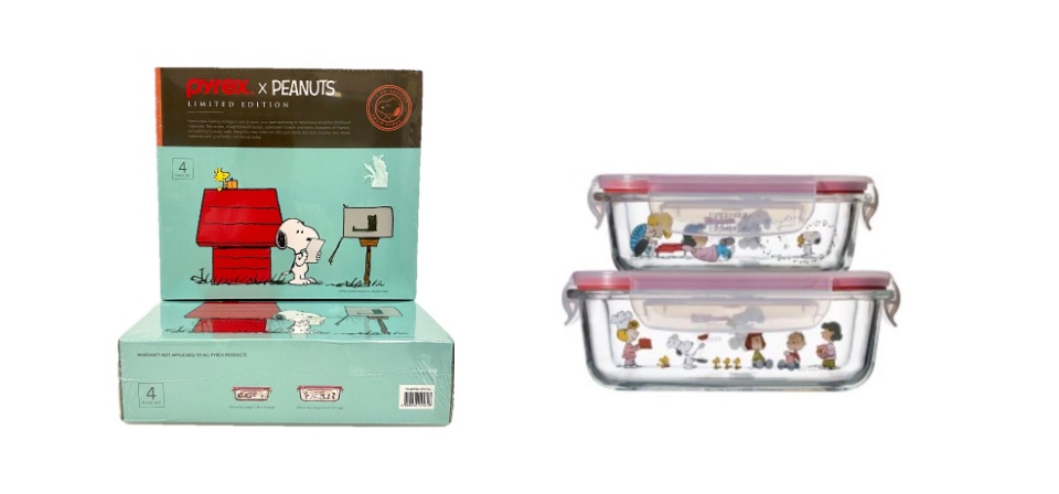 Pyrex Peanuts (Snoopy) Limited Edition 2 Glass Storage Containers