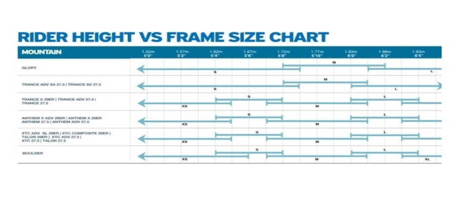 giant trance size chart