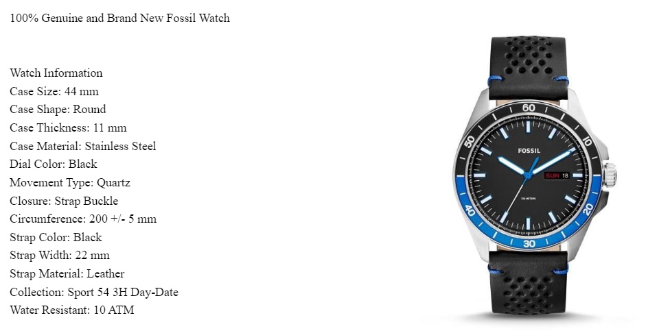 Fossil FS5321 Sport 54 Black Dial 