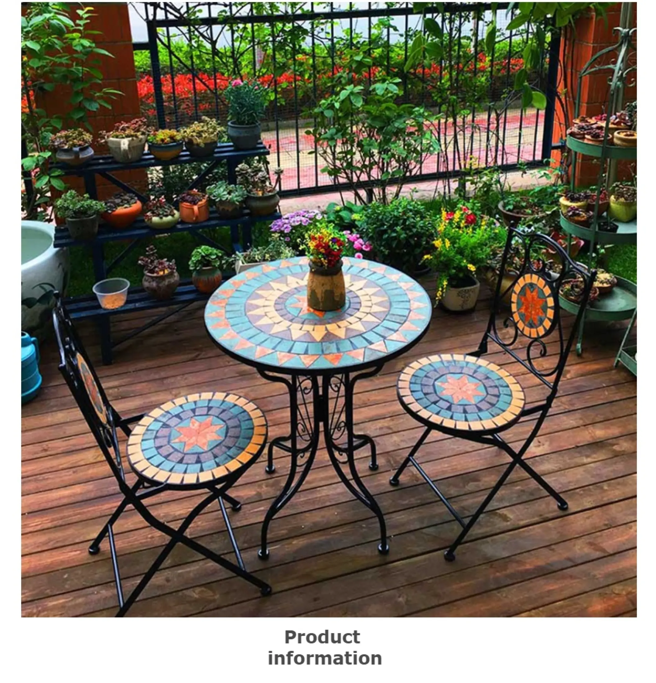 european styled iron mosaic balcony outdoor table chair set lazada singapore