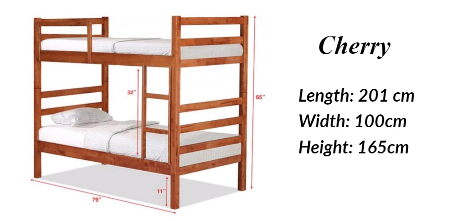 [Furniture Amart] Solid Wooden Double Decker Bed frame Single Bunk bed (cherry) · v2