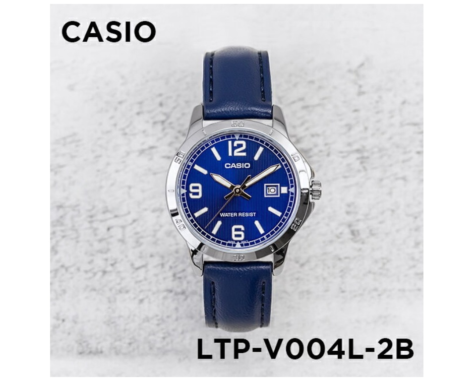 Casio LTP-V004L-2B Blue Dial Blue Leather Band Analog Quartz