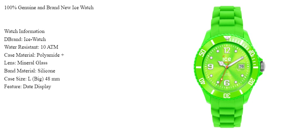 Ice Watch SI.GN.B.S.09 Ice Forever Big Watch Unisex Green eBay Analog Quartz | Silicone