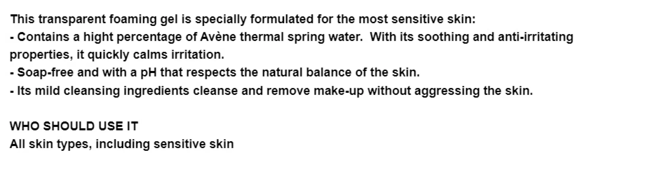 avene soapless foaming gel