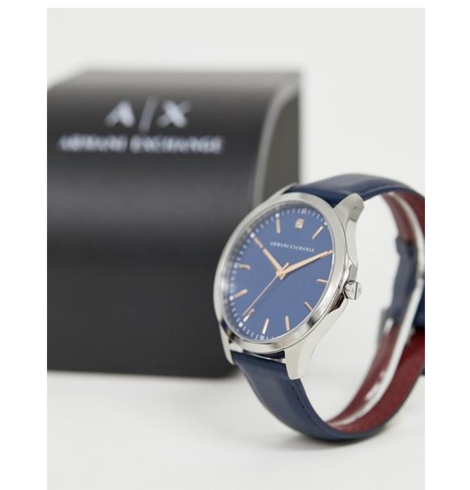 Leather Strap Men's Blue Analog Casual 