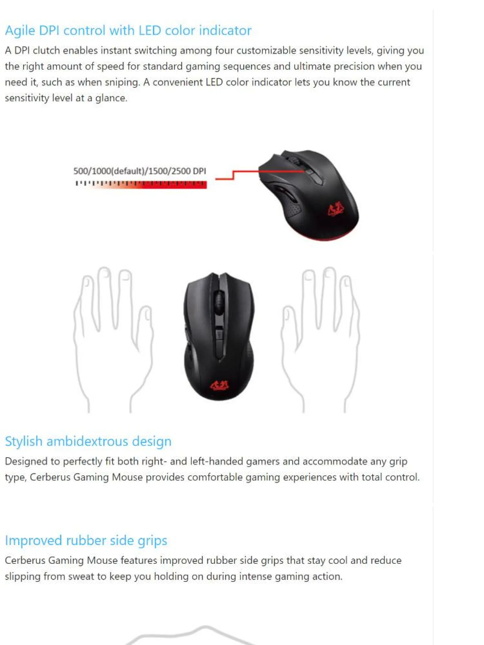 Asus Cerberus Mouse Ambidextrous Optical Gaming Mouse With Four Stage Dpi Switch And Convenient Led Indicator Lazada Singapore