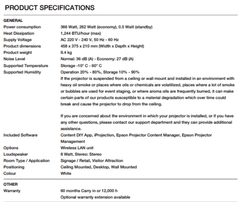 Local Warranty] Epson EB-800F Laser 