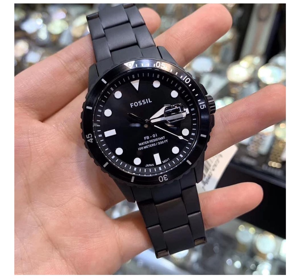 Original] Fossil FS5659 FB-01 Three-Hand Date Black Stainless Steel  Bracelet Men's Watch | Lazada Singapore