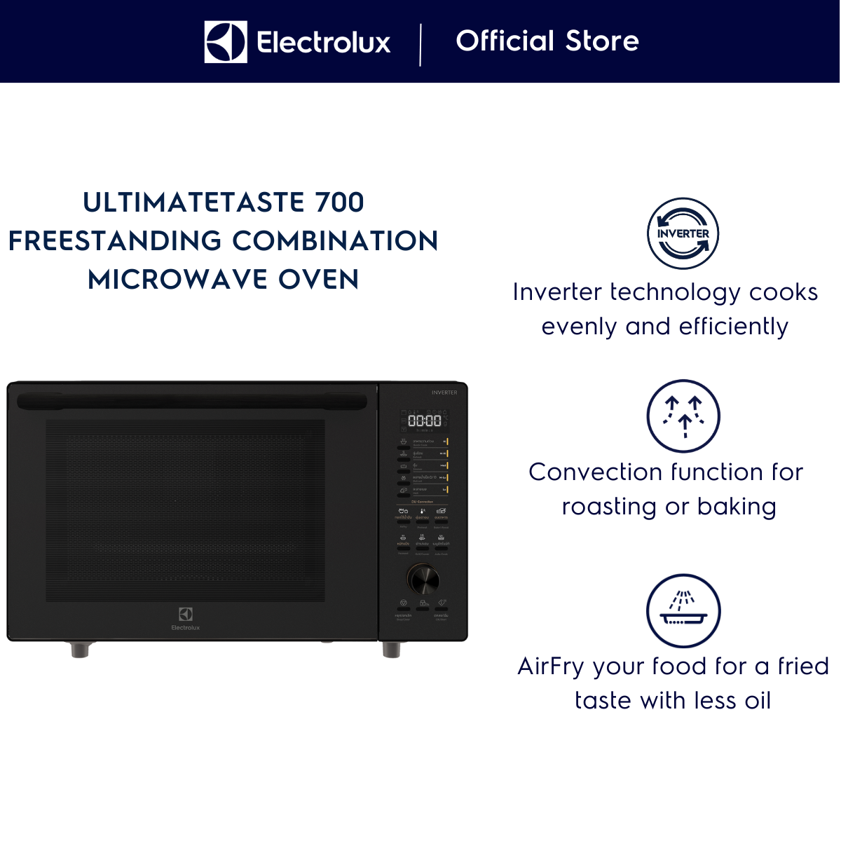 Electrolux EMC30D22BM - New 30L Airfry Convection Microwave Oven with 1  Year Warranty