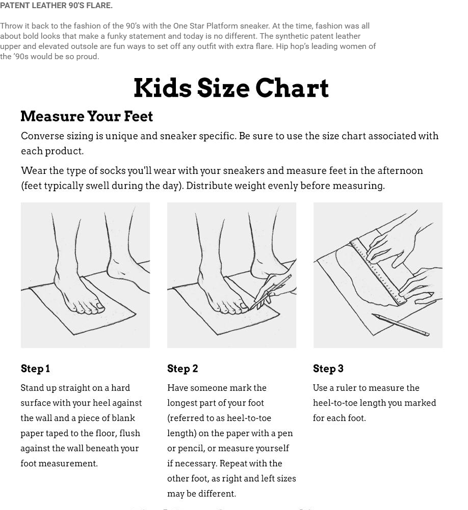 converse one star size chart