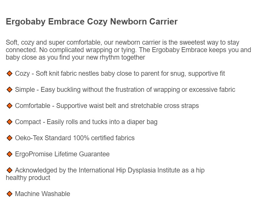 Ergobaby Embrace Cozy Newborn Carrier (Pure Black)