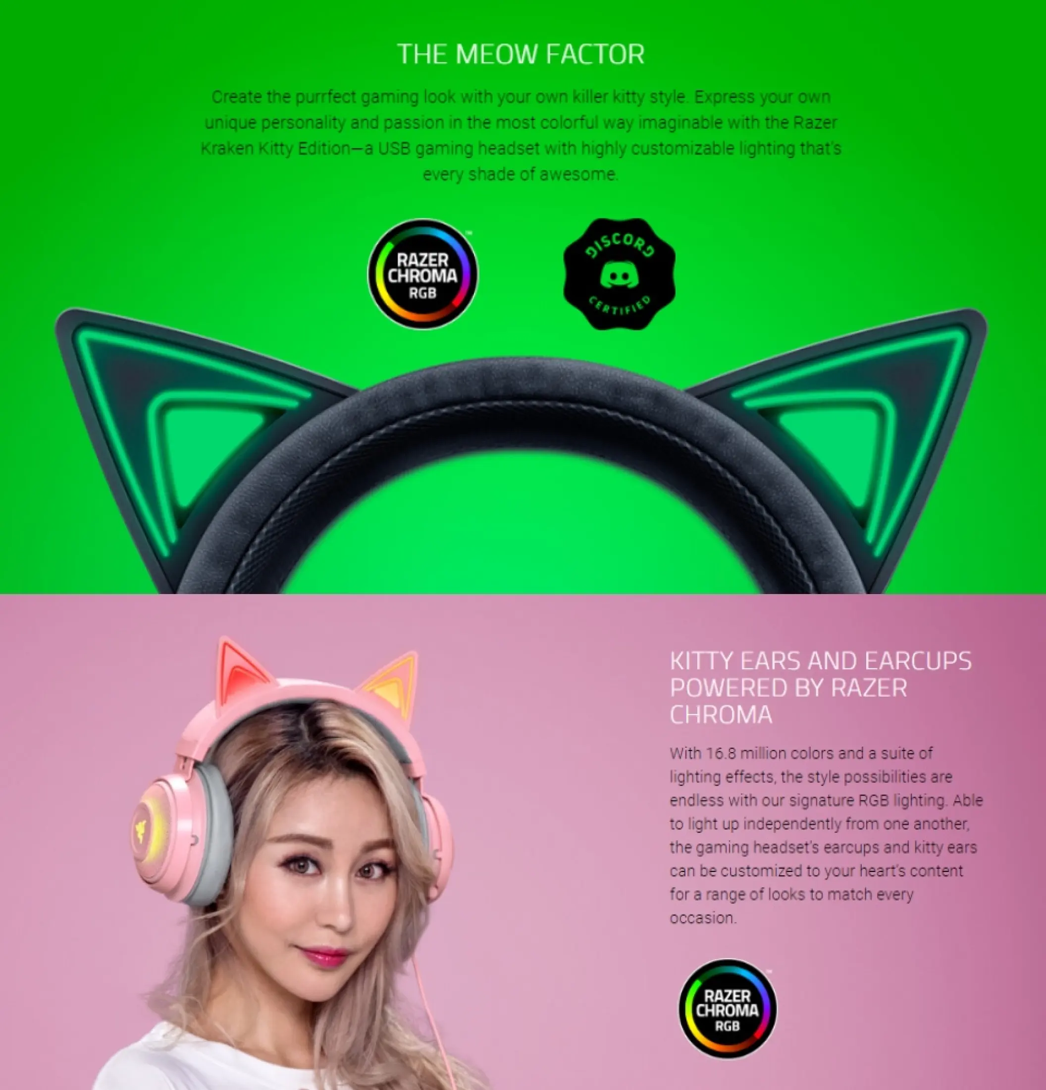 Razer Kraken Kitty Chroma Usb Gaming Headset Lazada Singapore