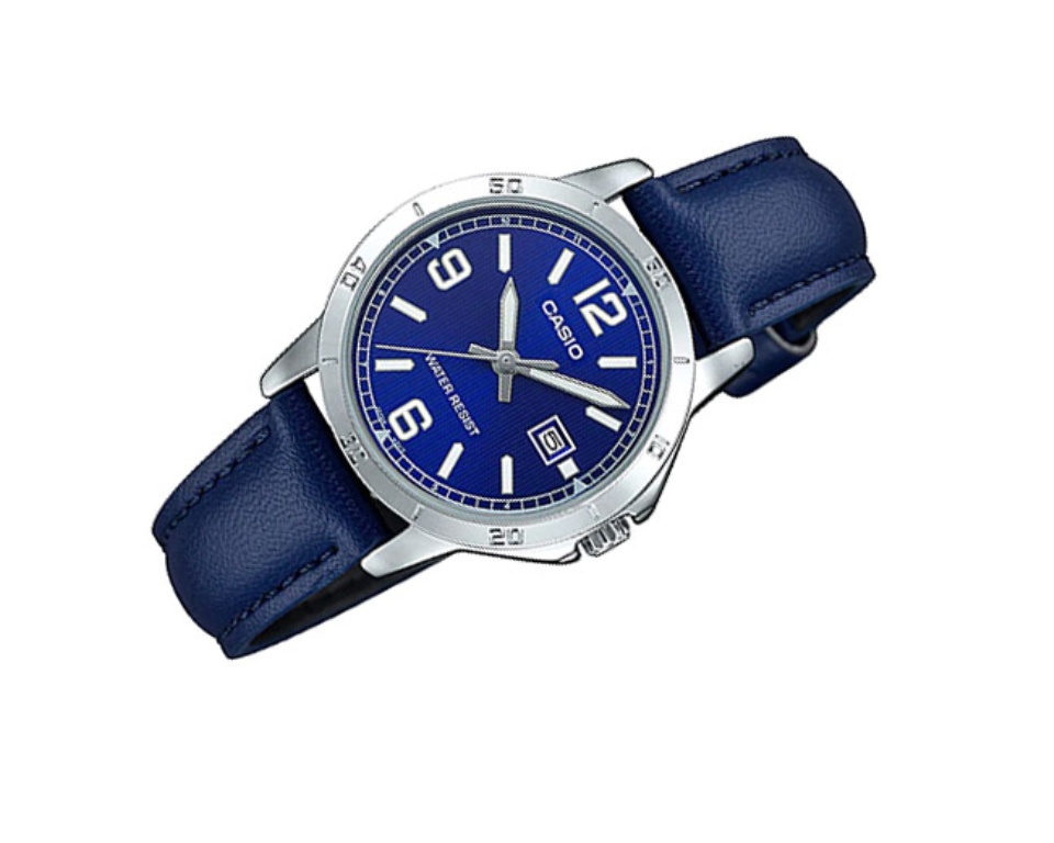 Casio LTP-V004L-2B Blue Dial Blue Leather Band Analog Quartz