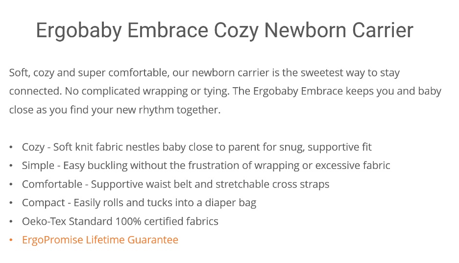 Ergobaby Embrace Cozy Newborn Carrier (Pure Black)