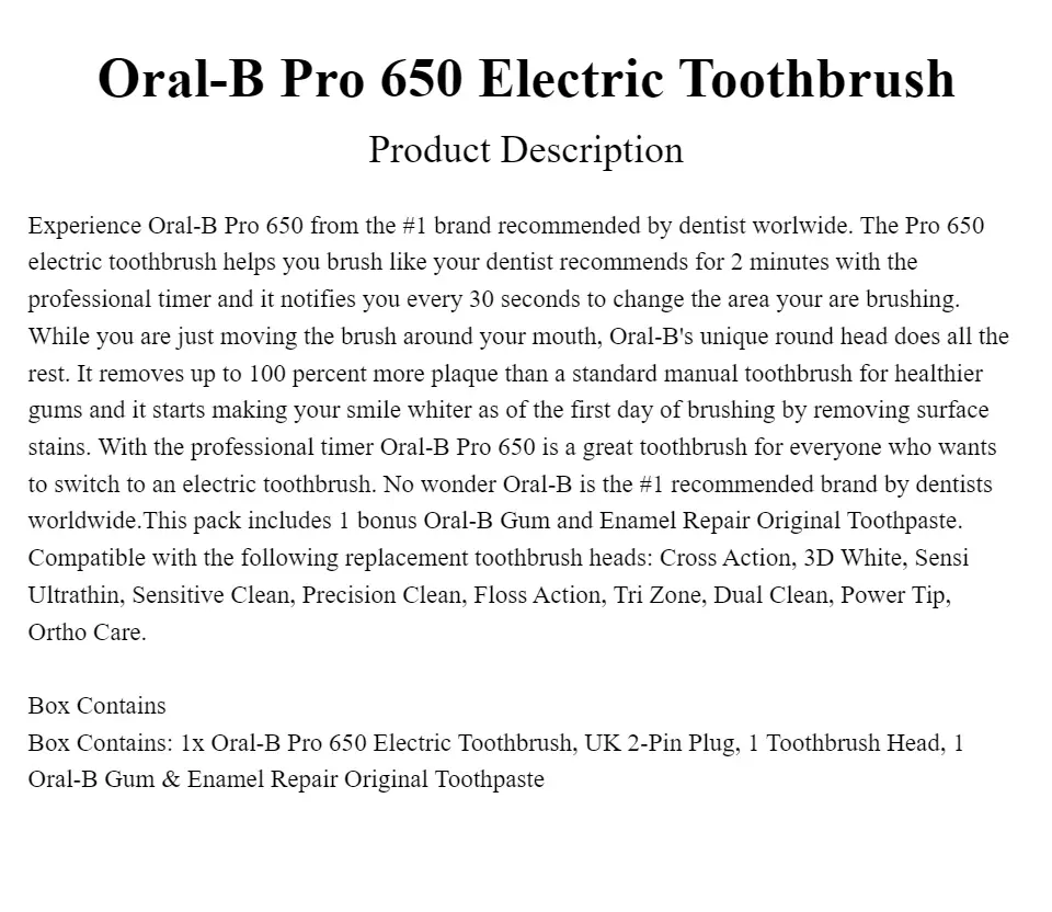 oral b pro 650 black